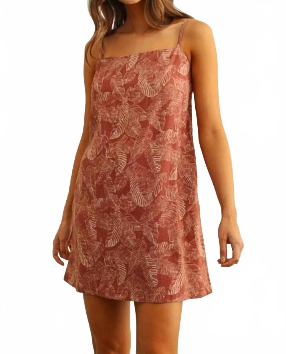 NEW MIOU MUSE leaf print mini dress in brick